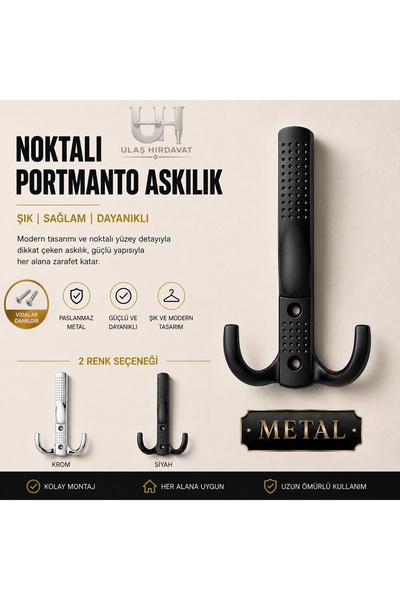 Ulaş Hırdavat Metal Portmanto Askısı, Lüx Duvar Askılığı Uzun-Kısa Askı 1 Ade...