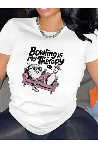 12 Teknoloji تي شيرت نسائي صيفي بأكمام قصيرة - تي شيرت بطباعة 'Bowling Is My ...