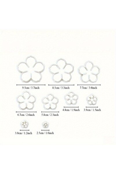 Choice 9pcs 9PCS Multi-Size Flower Cookie Cutters Five & Six Petal Shapes Non...