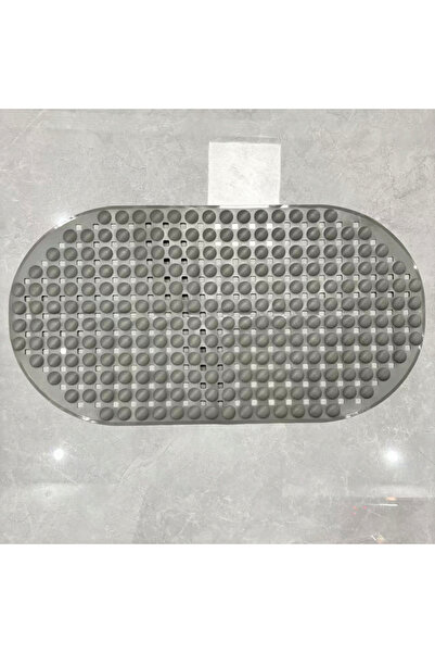 Choice1 35x66cm Solid gray 35x66cm Oval Bath Mat Non-Slip Diagonal Texture Sh...