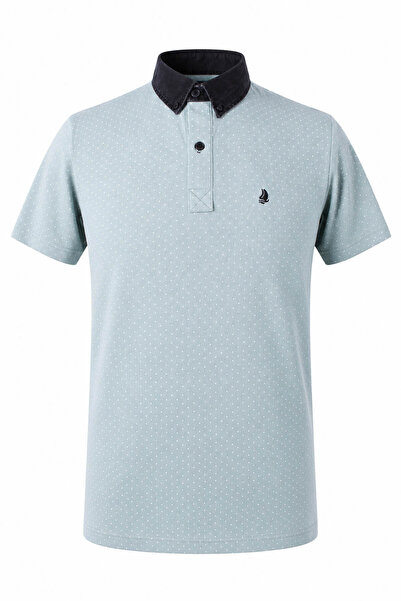 trender 457 Denim Collar Ringel Green Men's Polo Collar T-Shirt 26Yk37000017