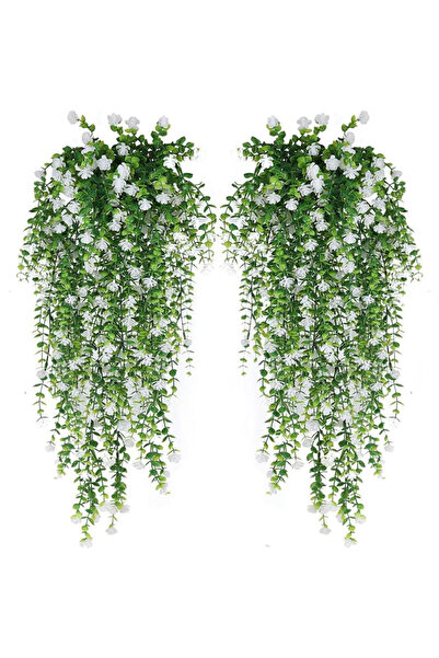 Choice 4Pcs White 2/4Pcs Artificial Hanging Plants Faux Eucalyptus Leaves Gre...