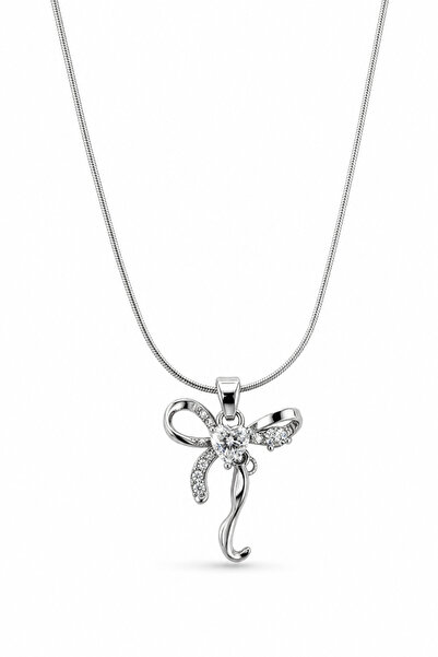 Jack Ferrero Stylish Steel Bow Necklace for Women, Special Design with Heart ...