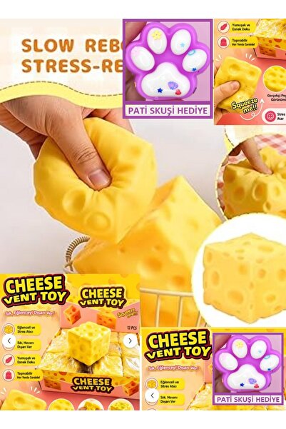 OYUNCAKSAHİLİ Cheese Peynir Squishy VE Kedi Patisi 2 Ürün Chese Viral Oyuncak...