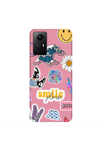 Other Xiaomi Redmi Note 12s Smile Moon Pink Colored Silicone TPU Θήκη