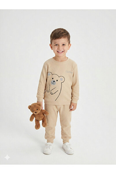 Çocukos Bebek&Çocuk %100 Pamuk Teddy Bear 2 li Alt Üst Takım