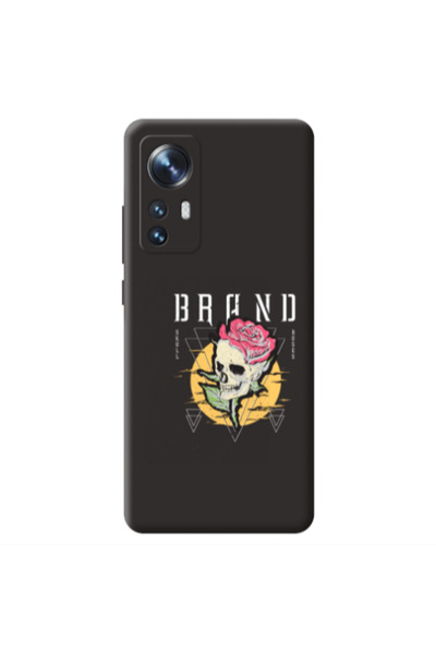 Other Xiaomi Mi 12 Skull Roses Black Colored Silicone TPU Θήκη