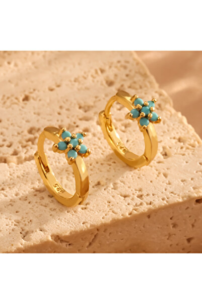 Choice Gold Color I ZAKOL Luxury Turquoise Hoop Earrings for Women Temperamen...