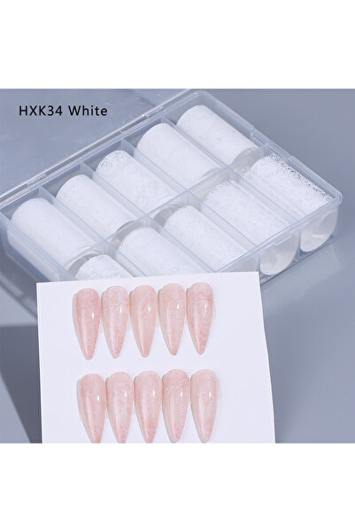 Choice1 HXK34 White 1 Box Black/White Lace Flower Nail Transfer Foils Retro L...