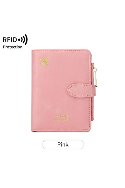 Choice6 HZ725-Pink Airplane Pattern Passport Bag Multi Functional ID Card Ban...
