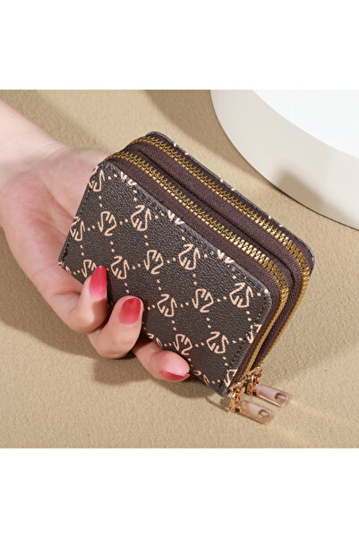 Choice coffee Chic Vintage Zippered Card Holder Wallet for Women - Secure Mul...