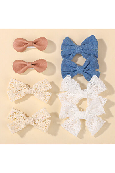 Choice Random color 8pcs Random Color 8pcs Sweet Lace Printed Bowknot Hair Cl...