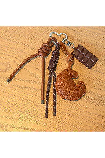 Choice7 b-brown New Braided Rope Croissant Keychain Heart Shape Mobile Phone ...