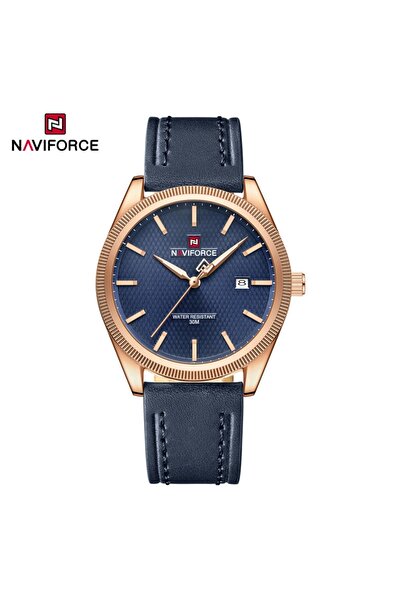 Choice ساعة NAVIFORCE RGBEBE للرجال بحركة كوارتز وحزام جلدي قياسي مقاومة للما...