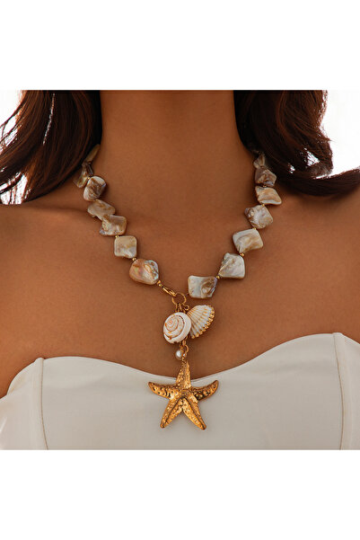 Choice White Ingemark Vacation Ocean Series Starfish Conch Pendant Choker Nec...