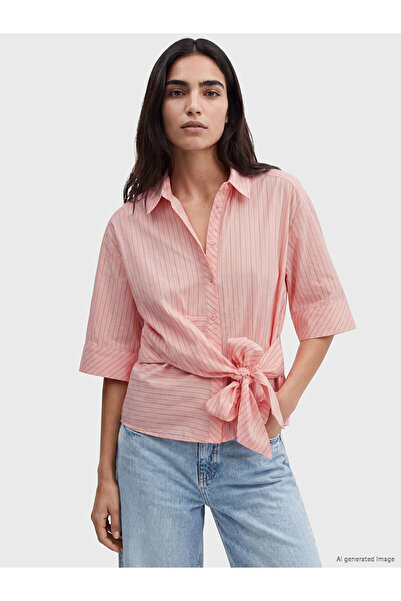 LC Waikiki Trendlucky Women's Striped Shirt with Tie at the Waist