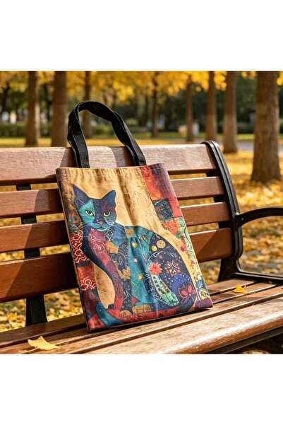 Choice1 Floral Cat HOMEFISH Floral Cat Pattern Tote Bag, Aesthetic Canvas Sch...
