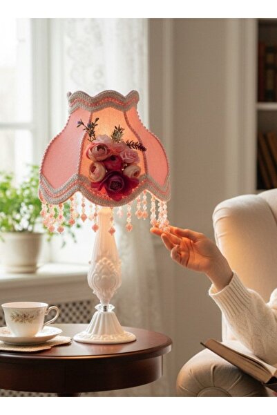 Dekovien Dried Rose Velvet Covered Flower and Pearl Detailed Headboard Metal ...