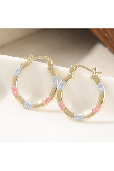 Choice MULTI A203 Vintage Fashion Three Tones Design Golden Hoop Earrings Wom...
