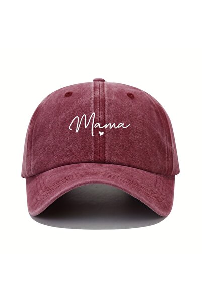 Choice5 Adjustable Burgundy Mom loves patterned printed baseball caps, retro ...