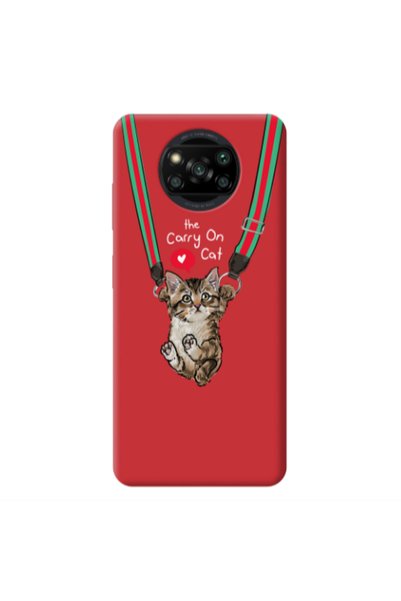 Other Xiaomi Poco X3 /X3 Pro Swinging cat Red Colored Silicone TPU Θήκη
