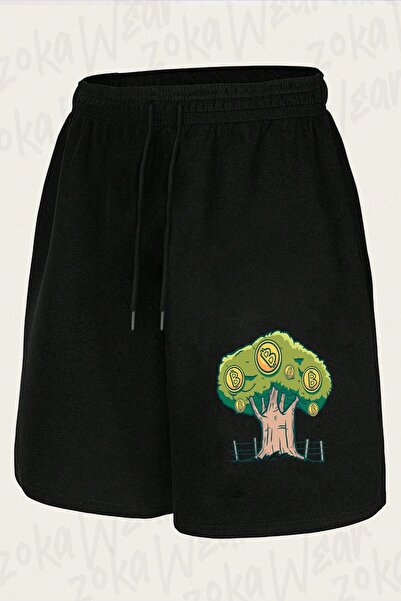 ZOKAWEAR Unisex Bitcoin Tree Design Printed Shorts