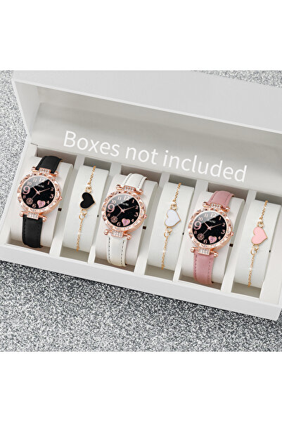 Choice 6PCS Set Without Box 6PCS/Set Fashion Rhinestone Heart Women Quartz Wa...