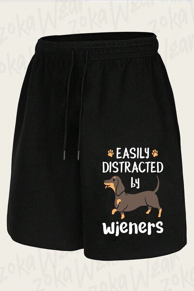 ZOKAWEAR Unisex Dachshund Dog Easily Distracted by Wieners Design Printed Shorts