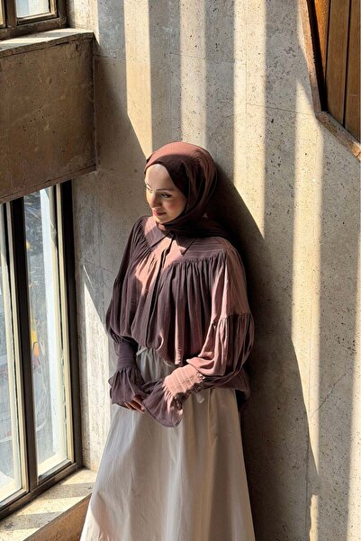 Faya Boutique Çikolata Kahve Robalı Alisia Gömlek