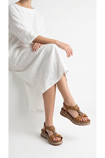 Eysha Tyora Women's Sandals Wedge Heel Open Toe Stone Detailed Bowknot Elasti...