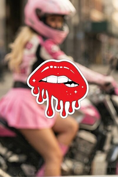 Yalıgraf Reklam Tabela Lip Biting Fluid Helmet Sticker - Lip Gloss Car Motorc...