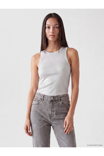 LC Waikiki Lcw Everyday Gray Crew Neck Shiny Textured Women's Undershirt