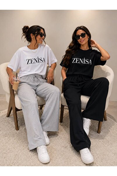 ZENİSA İKİ ADET YÜKSEK BEL EŞOFMAN ALTI SİYAH VE GRİ RENK BAGGY