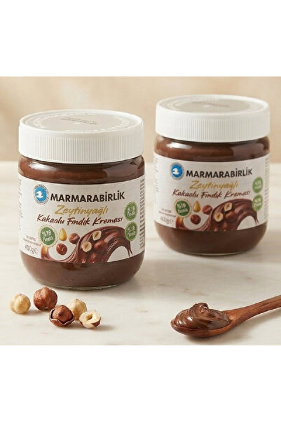 MarmaraBirlik Zeytinyağlı Kakaolu Fındık Kreması 400 gr x 2 Adet - Ekonomik P...