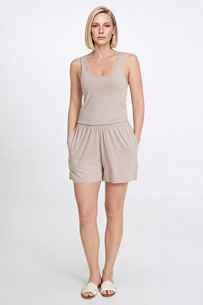 AC&Co / Altınyıldız Classics Women's Beige Soft Textured Standard Fit Elastic...