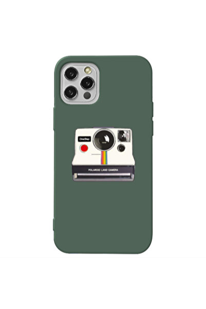 Other Apple iPhone 12 Pro Max Polaroid land camera Dark Green Colored Silicon...