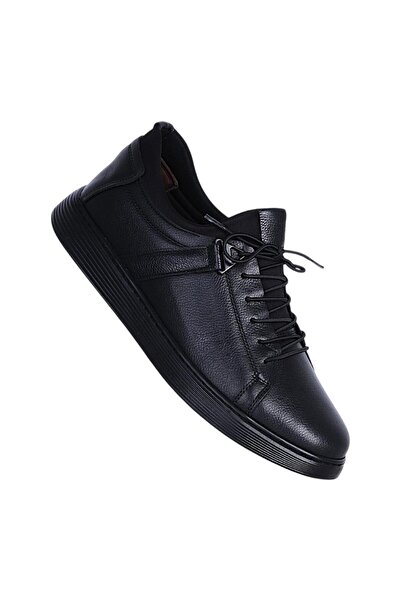 Ayakcenter Birkan 2017 Black 100% Leather Men's Casual Shoes