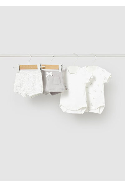 MAYORAL Baby 4-Piece Bodysuit Shorts Set Gray 1630