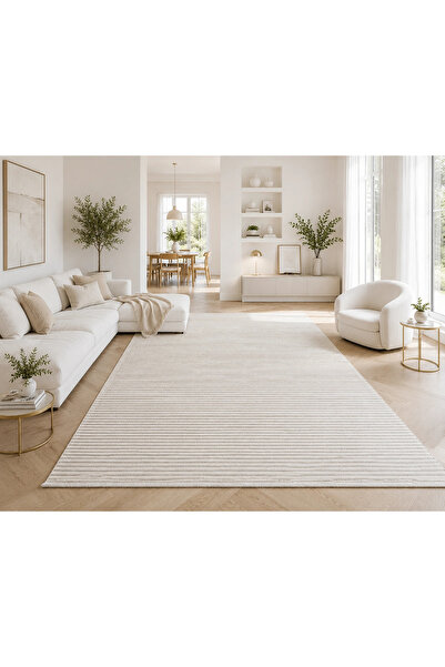 Hoomrugs Luxess Halı Lima 1182 Krem Modern Akrilik Salon Halısı
