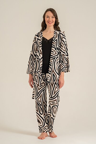 Pierre Cardin Women's Black Dressing Gown Set Pc9282-S-V1