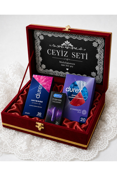 Durex Premium Çeyiz Seti Intense Vibe Bullet+Jel+Prezervatif + Kırmızı Kutu H...