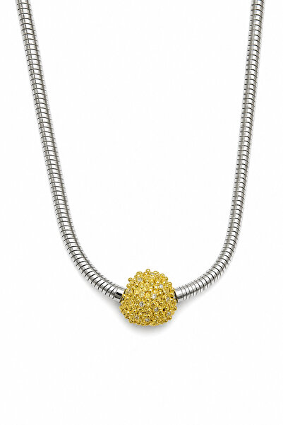 Jack Ferrero Steel Snake Chain Yellow Textured Ball Detailed Stylish and Mode...