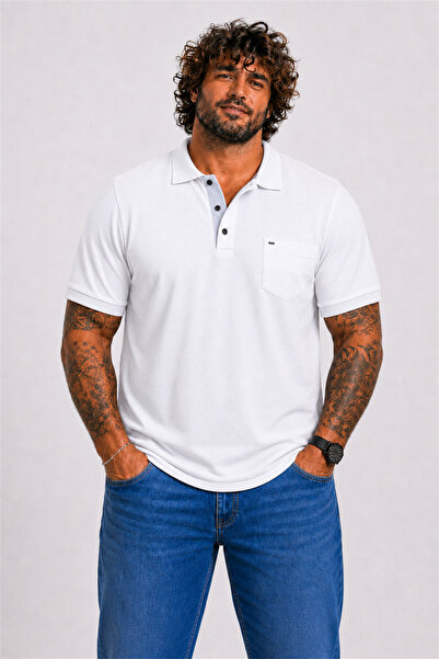 Starbattal Men's Large Size Single Jersey Polo T-Shirt Classic Pocket 26402 W...