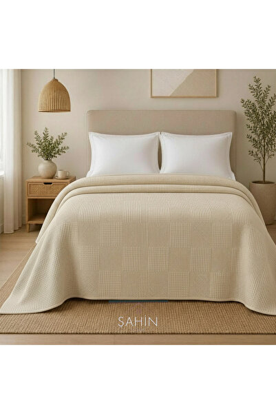 Şahinhome 100% Cotton Cream Color Double Waffle Pike 200 X 235 cm