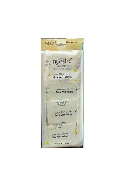 Norsina Mini Wet Wipes Yellow – 12 Packs x 10 Wipes