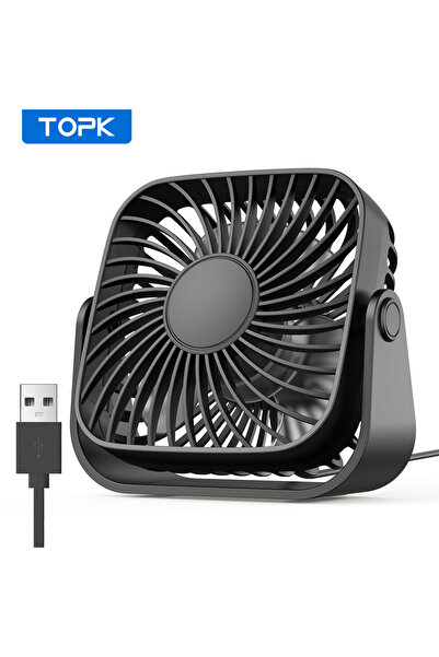 Choice مروحة TOPK صغيرة محمولة بمنفذ USB مقاس 4 بوصات للتخييم، مروحة شخصية ها...