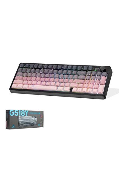 GOOD PRO G518YP Tri Mode Gaming Klavye RGB Sessiz 95 Tuş Pembe