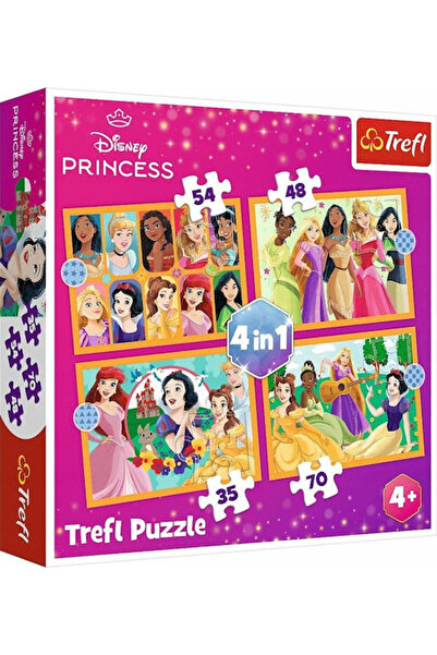 Trefl Puzzle 4 în 1 Povești cu Prințese din Basme