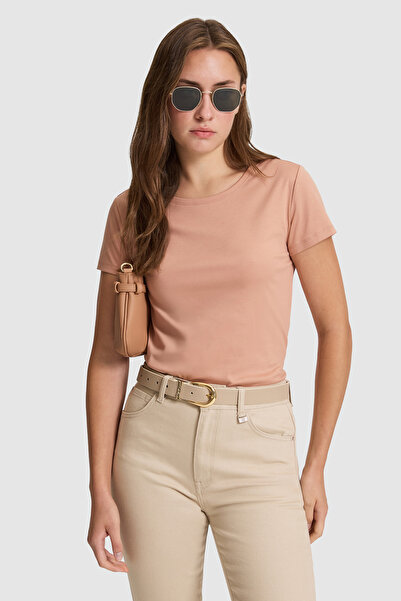 U.S. Polo Assn. Kadın Pudra Bisiklet Yaka Basic Tişört 50324939-VR042