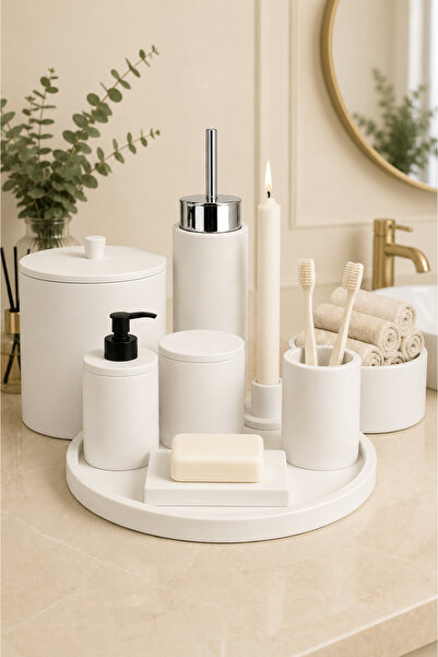 betonmall Handmade 12-Piece Concrete Bathroom Set – Modern Decorative Bathroo...